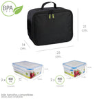 Bolsa térmica con 4 recipientes herméticos plástico. (2x800 ml + 2x400 ml.)