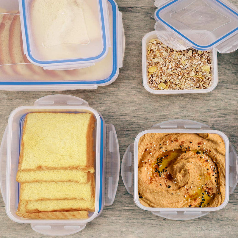 Juego recipientes cierres hermeticos plástico rectangulares (6 piezas)