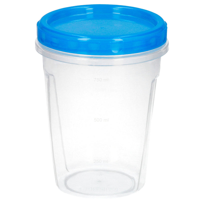 Juego recipientes plástico redondos 1 litro (pack 3 piezas)