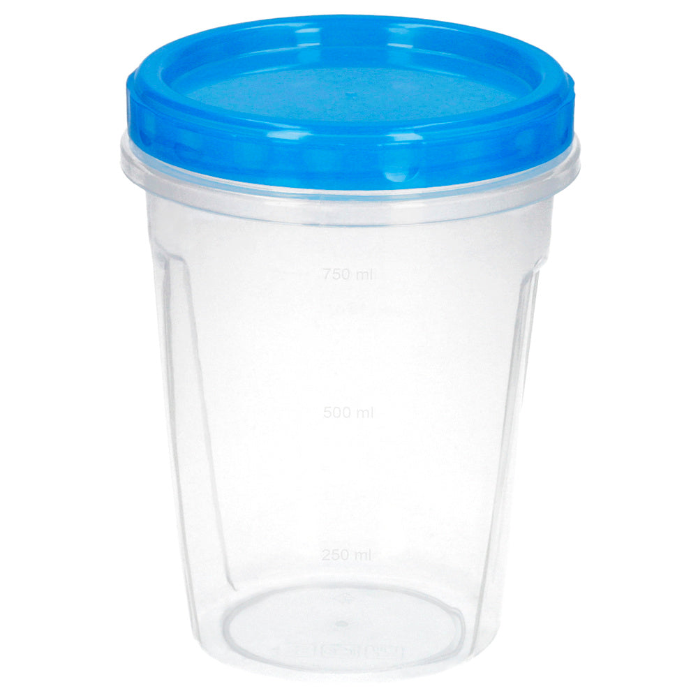 Set of 3 round plastic containers, 1 liter