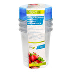 Set of 3 round plastic containers, 1 liter