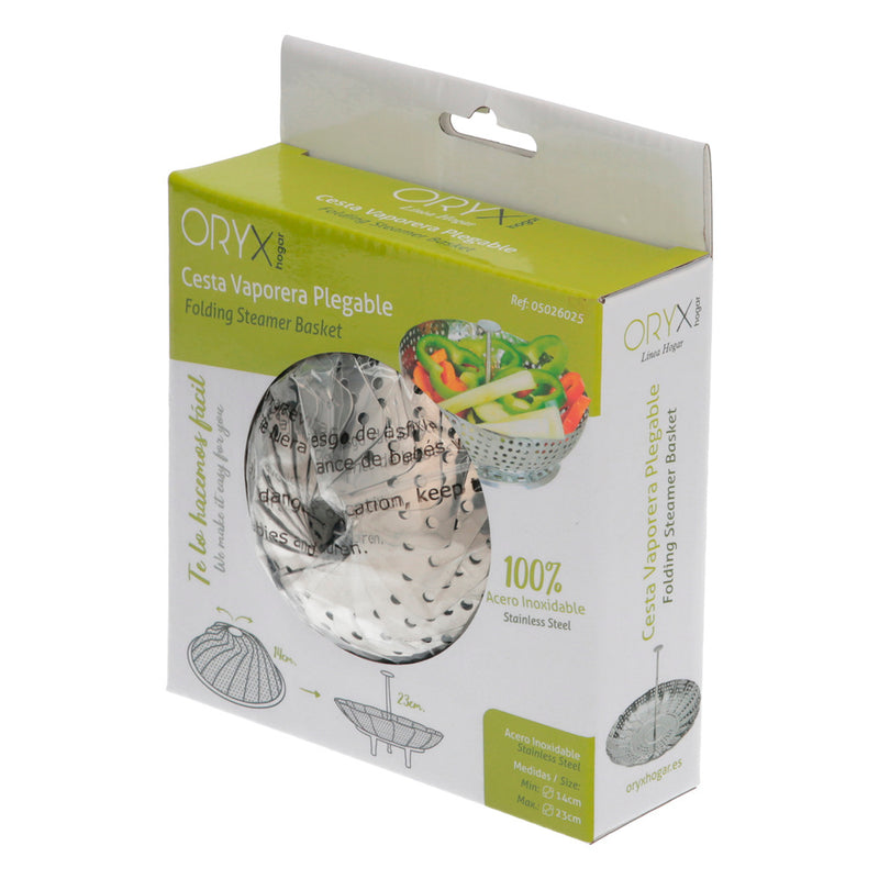 Cesta vaporera acero inoxidable, plegable ø 13,5 / 23 cm. cocina al vapor