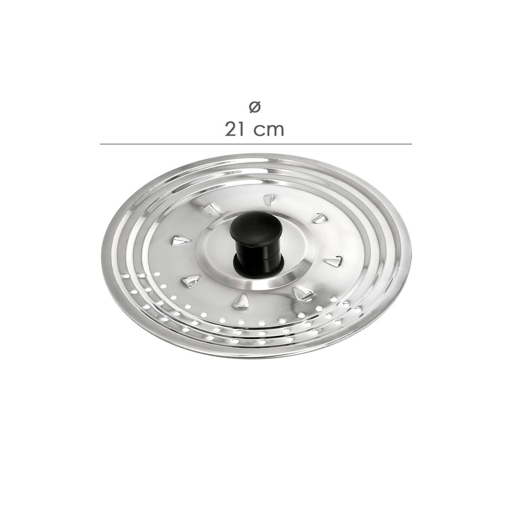 Multi-purpose stainless steel lid ø 21 cm - use as a splatter guard or colander. Adaptable to different sizes.