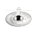 Tapadera multiusos acero inoxidable ø 25 cm uso tapa anti salpicaduras y escurridor. Tapadera adpatable diferentes medidas
