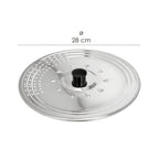 Tapadera multiusos acero inoxidable ø 28 cm uso tapa anti salpicaduras y escurridor. Tapadera adpatable diferentes medidas
