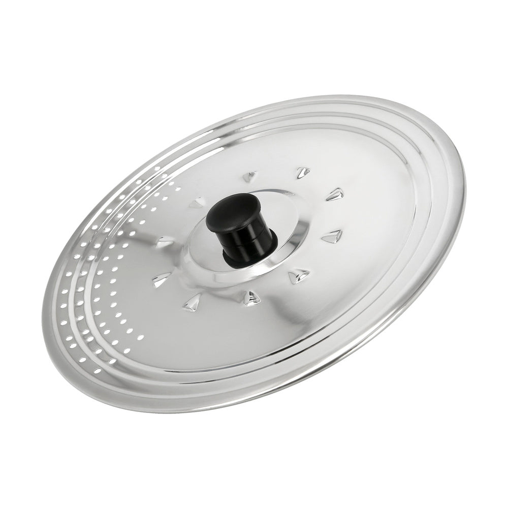 Multipurpose stainless steel lid ø 28 cm, can be used as a splatter guard and colander. Adaptable lid for different sizes.