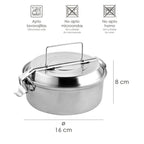 Fiambrera metalica de acero inoxidable con 2 platos ø 16 cm lunch box, fiambrera metalica, porta alimentos metalico,