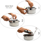 Fiambrera metalica de acero inoxidable con 2 platos ø 16 cm lunch box, fiambrera metalica, porta alimentos metalico,