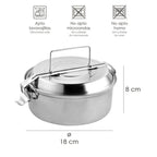Fiambrera metalica de acero inoxidable con 2 platos ø 18 cm lunch box, fiambrera metalica, porta alimentos metalico,