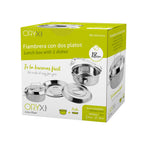 Fiambrera metalica de acero inoxidable con 2 platos ø 18 cm lunch box, fiambrera metalica, porta alimentos metalico,