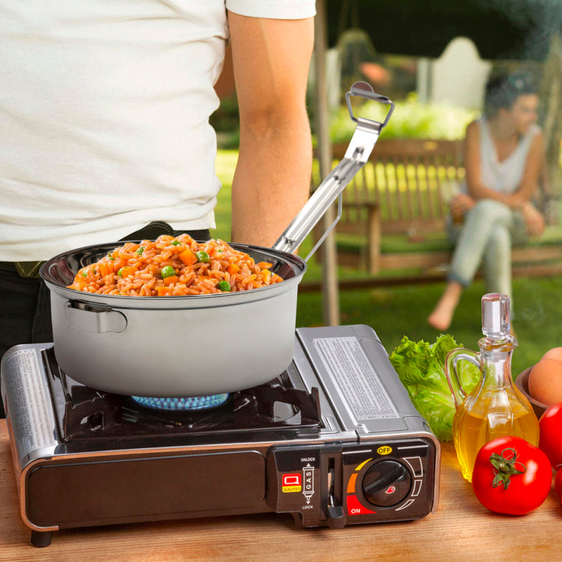 Fiambrera metalica de acero inoxidable con 2 platos ø 18 cm. lunch box, fiambrera metalica, porta alimentos metálico,