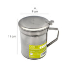 Stainless steel grease trap for fish, oil can for used oil, 0.5 L. With strainer and lid