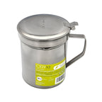 Stainless steel grease trap for fish, oil can for used oil, 0.5 L. With strainer and lid