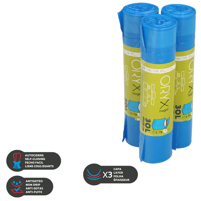 Bolsa basura cierre fácil 30 litros rollo 15 bolsas