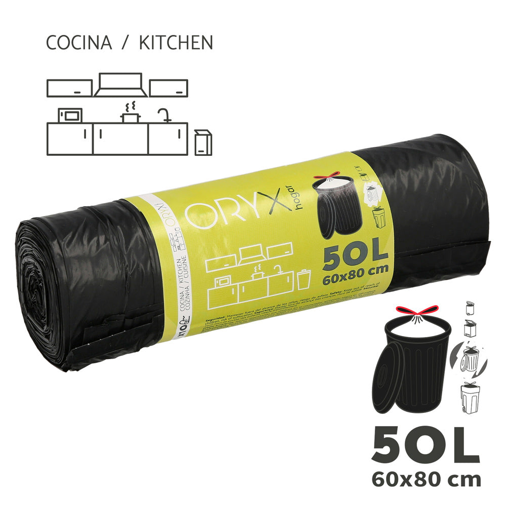 Easy-tie garbage bags 50 liters roll of 10 bags