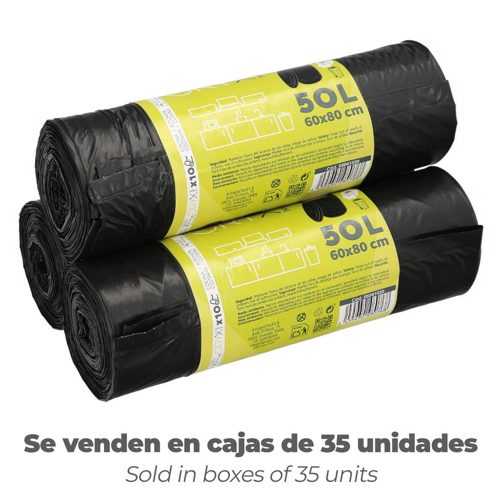 Easy-tie garbage bags 50 liters roll of 10 bags