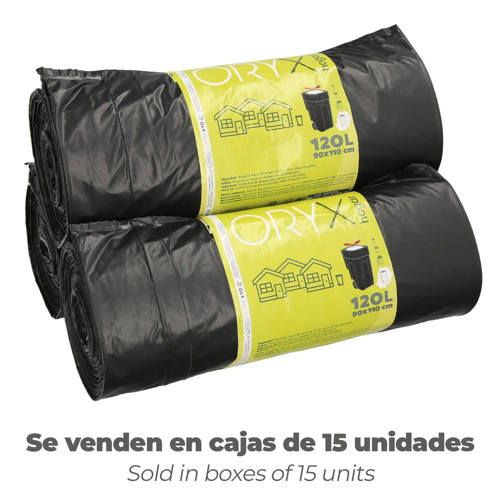 Easy-tie garbage bags 120 liters roll 10 bags