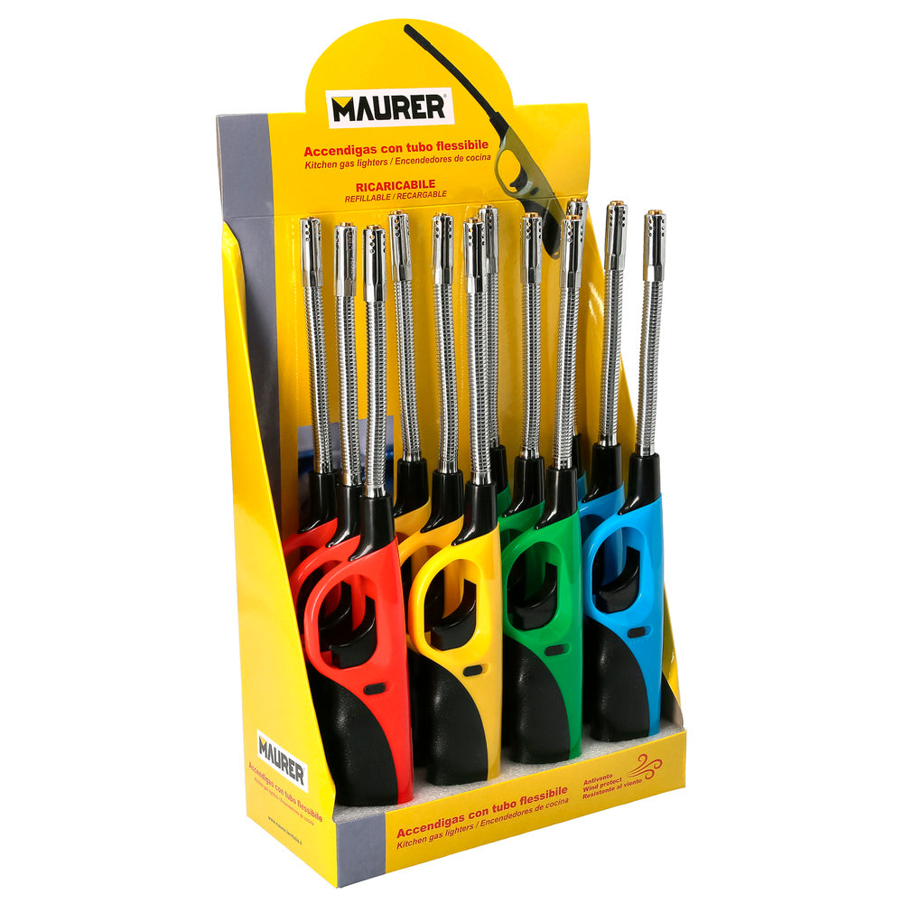 Encendedor / mechero gas antiviento llama tipo soplete 285 mm