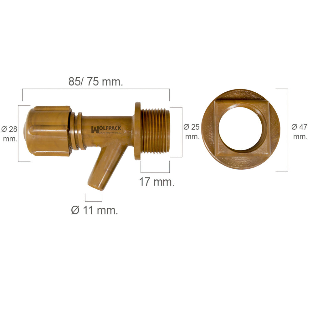 Grifo barril plástico mini con tuerca 3/4"