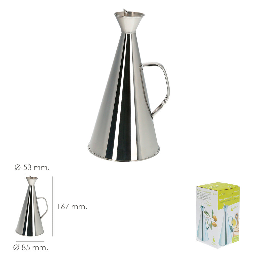 Stainless steel drip-free oil dispenser, 250 ml.