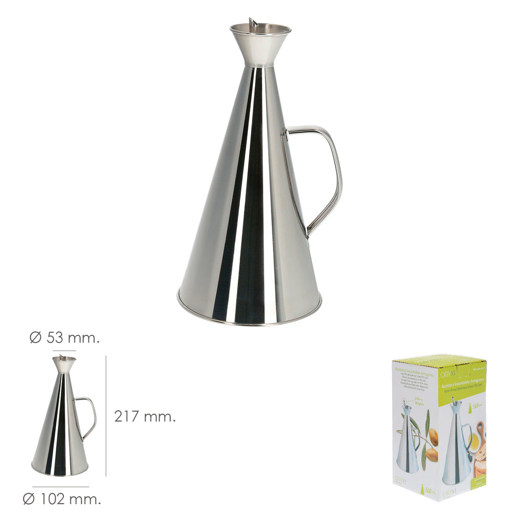 Drip-free stainless steel oil dispenser, 500 ml.