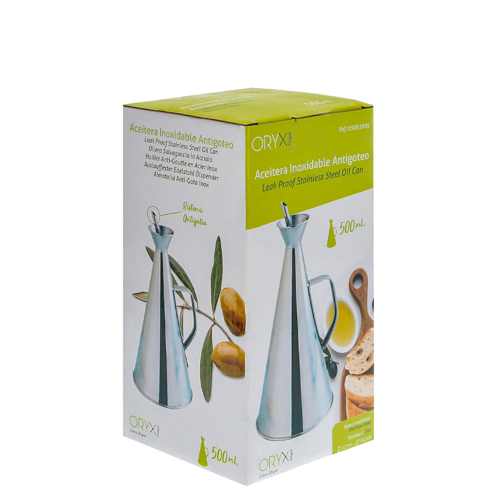 Drip-free stainless steel oil dispenser, 500 ml.
