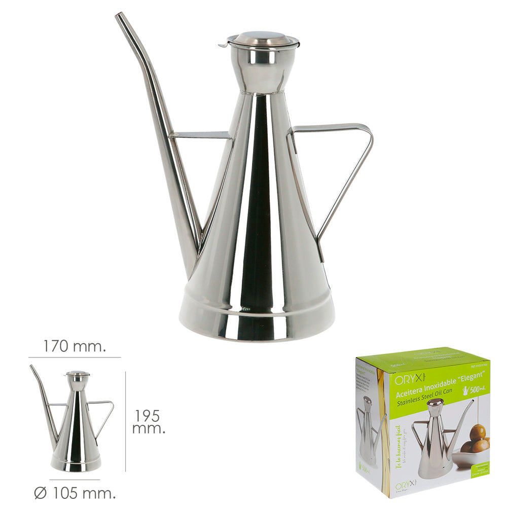 Elegant stainless steel oil cruet 500 ml.