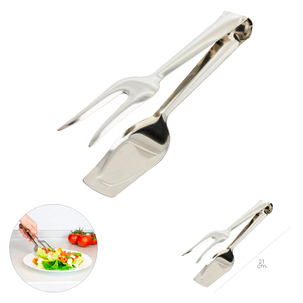 Stainless steel serving tongs 21 cm, ideal for the kitchen, serving salads, serving meats, fish, etc.