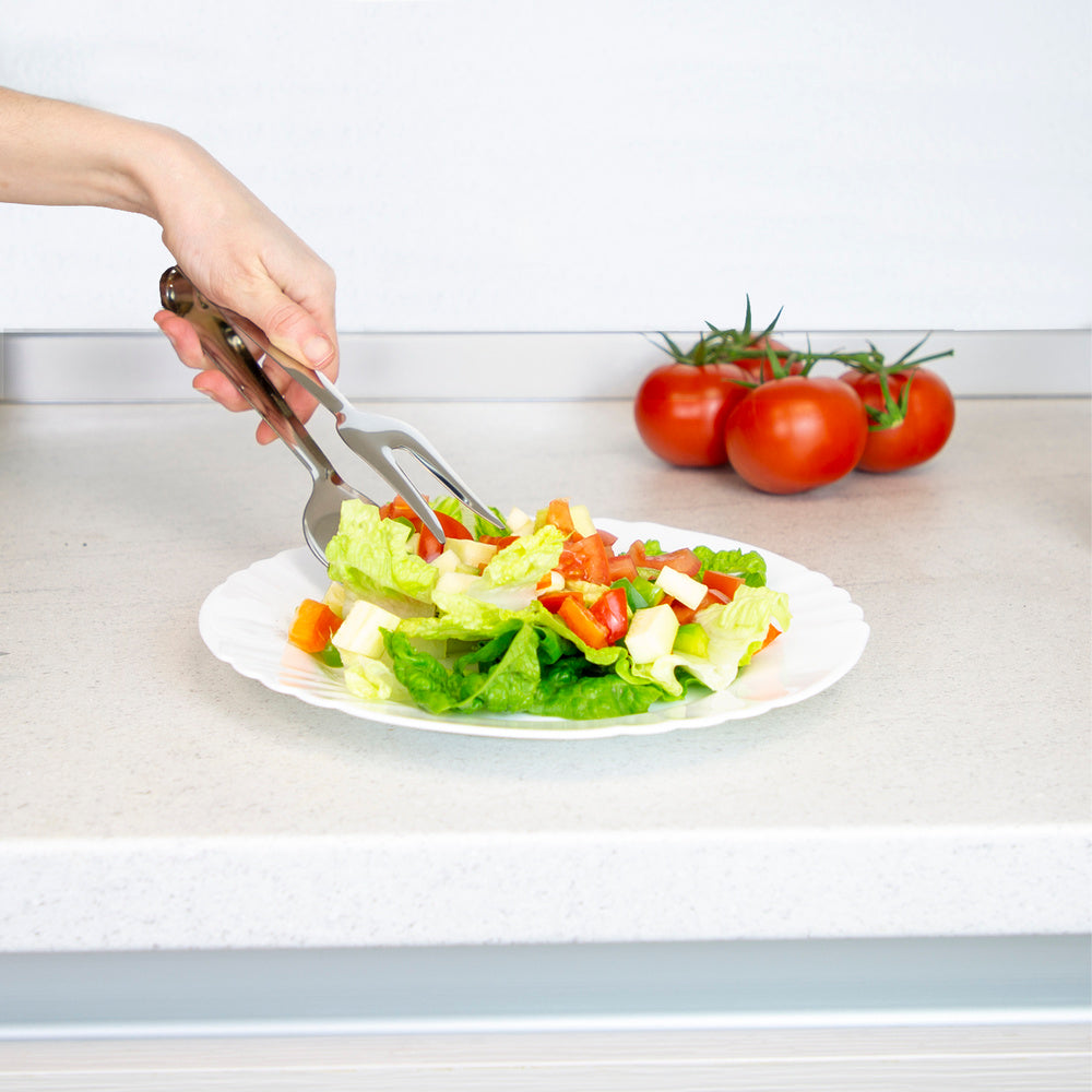 Stainless steel serving tongs 21 cm, ideal for the kitchen, serving salads, serving meats, fish, etc.
