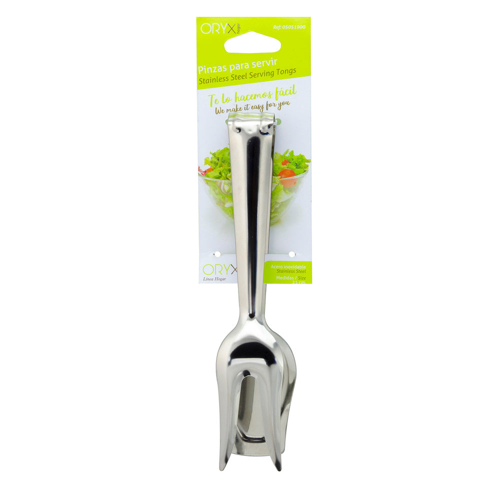 Stainless steel serving tongs 21 cm, ideal for the kitchen, serving salads, serving meats, fish, etc.