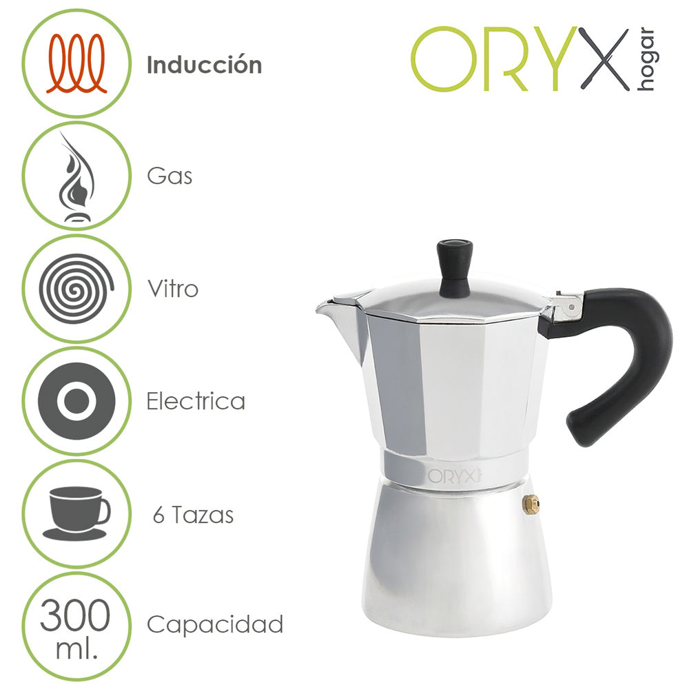 Aluminum induction coffee maker 6 cups (300 ml.)