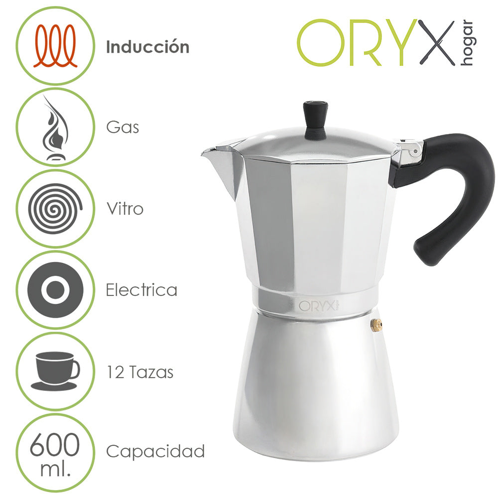 Aluminum induction coffee maker 12 cups (600 ml.)