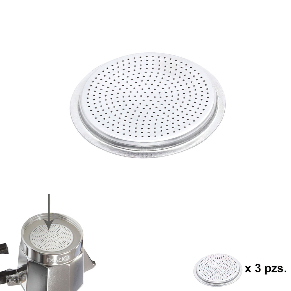Aluminum classic / induction coffee maker filter 3 cups (3 units)