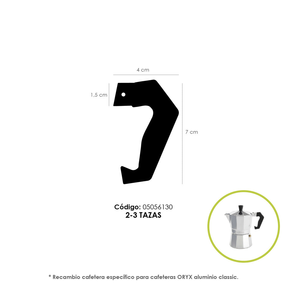 Aluminum coffee maker handle classic 2 and 3 cups