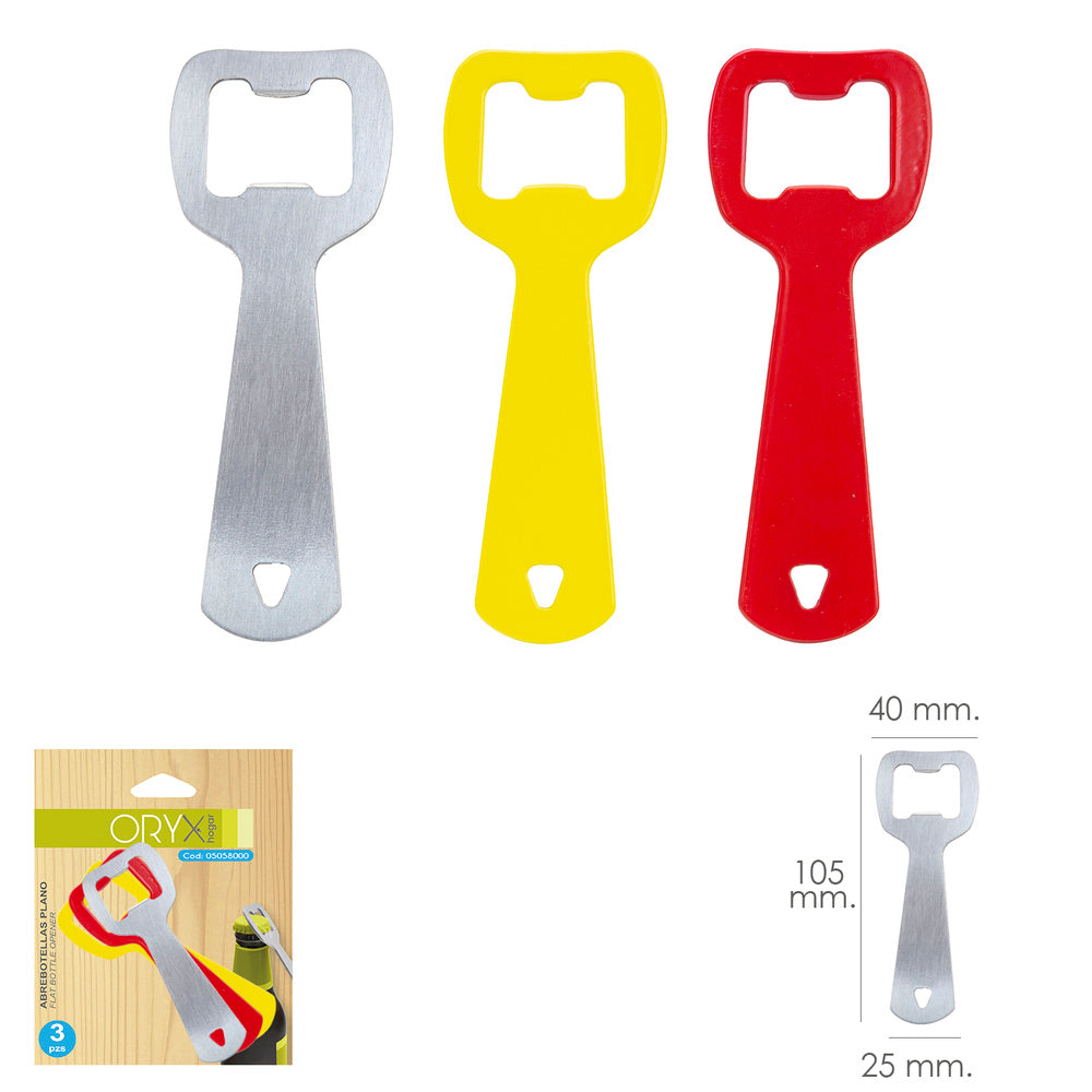 Assorted Colors Flat Bottle Openers 3 pieces
