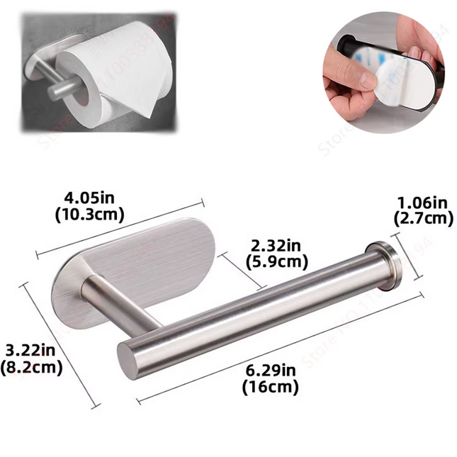 Silver set of adhesive bathroom holders