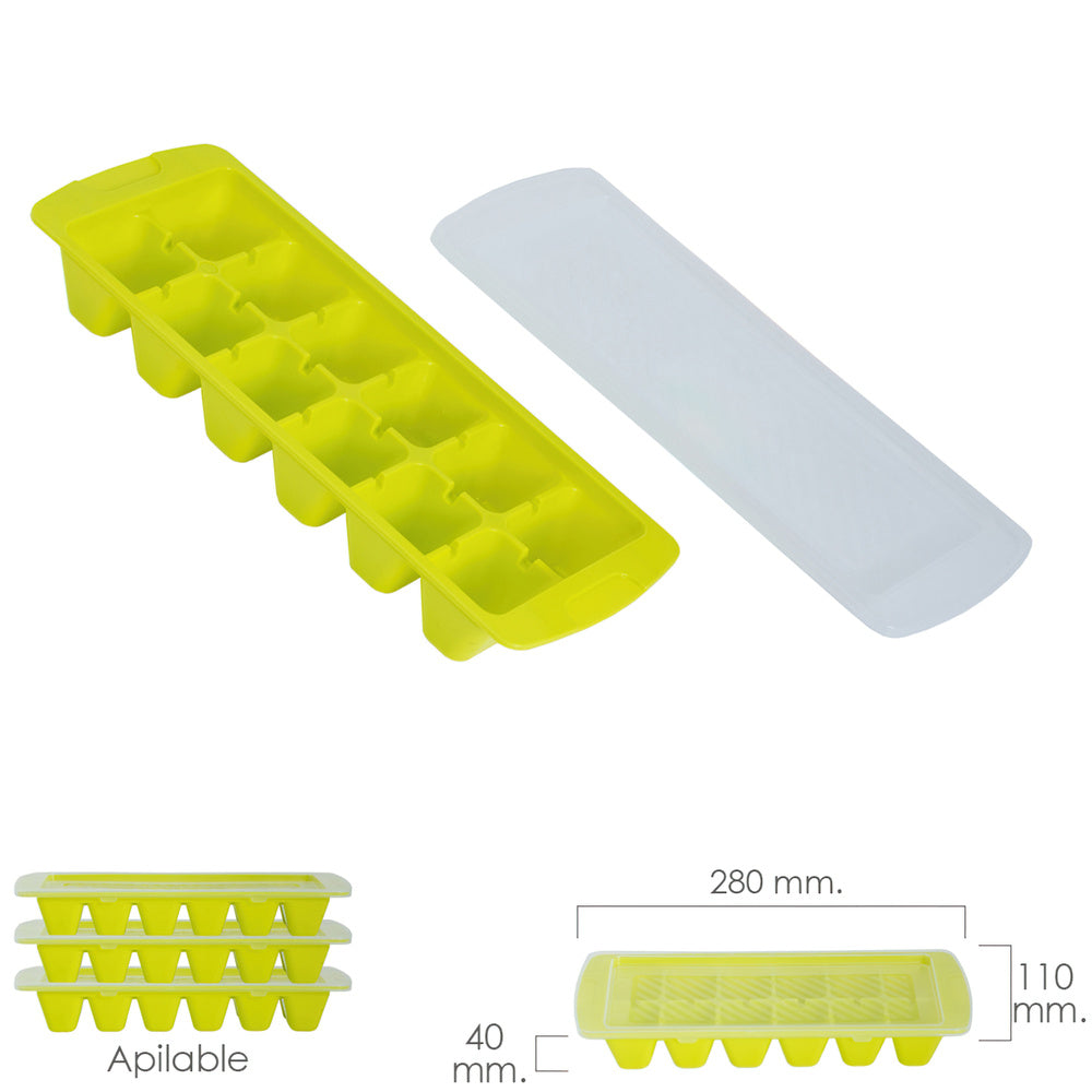 Ice cube tray with lid, 12 cubes