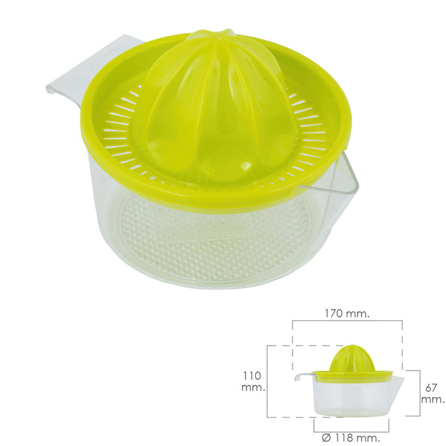 Exprimidor zumo manual frutas con jarra plástico ø 12 x 11 cm
