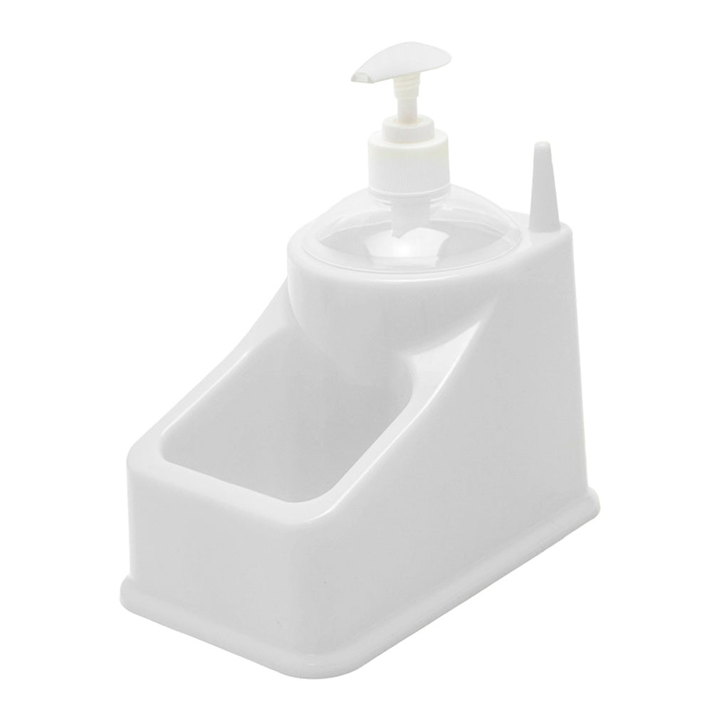 Plastic scouring brush with dispenser, white