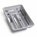 Plastic cutlery tray for drawer. Silver color 40x30x7 cm