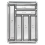 Plastic cutlery tray for drawer. Silver color 40x30x7 cm