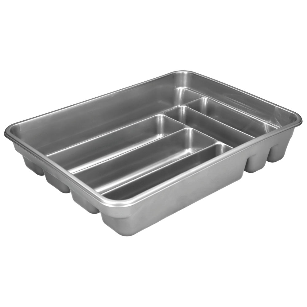 Plastic cutlery tray for drawer. Silver color 40x30x7 cm