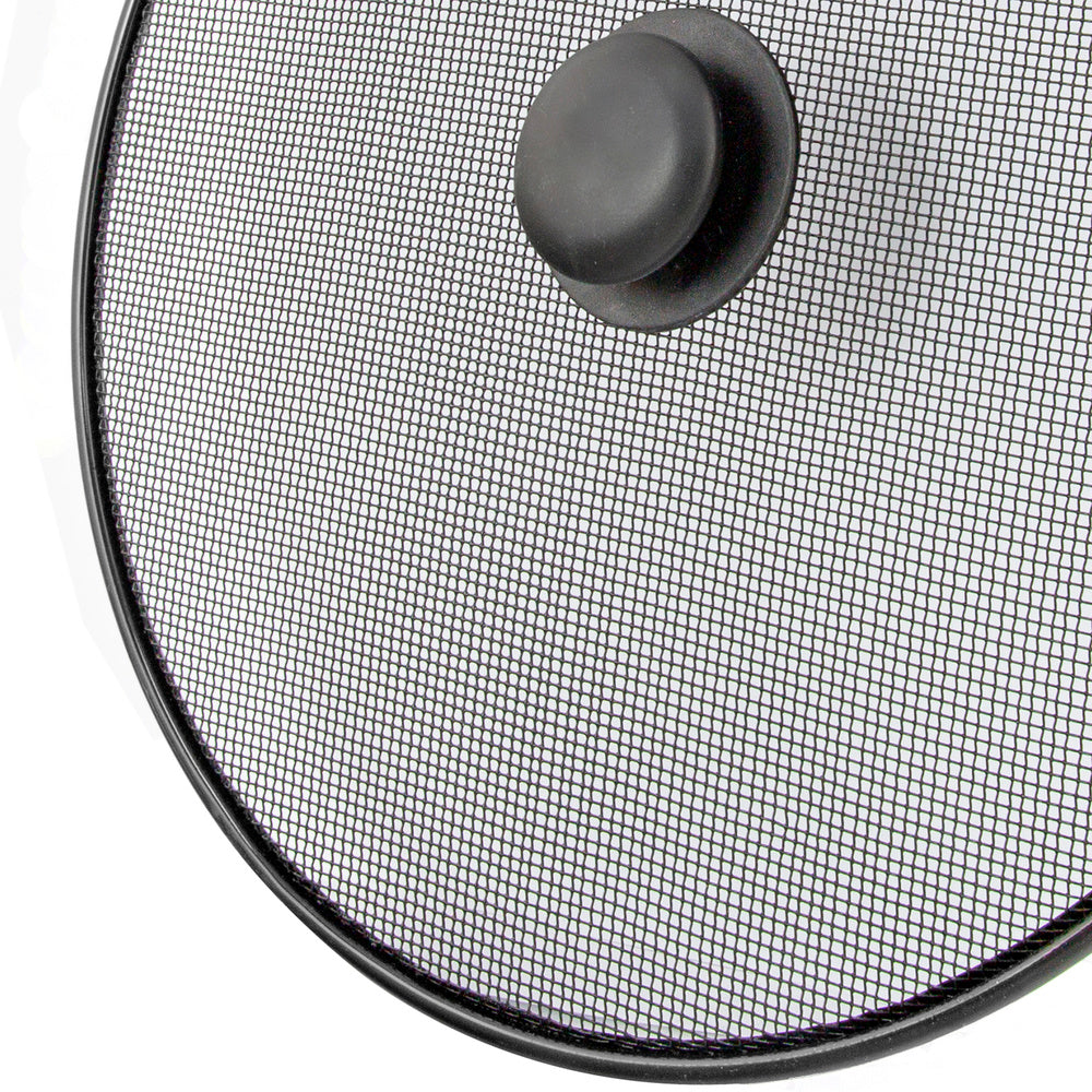 Anti-splatter lid for 30 cm diameter steel pan, black.