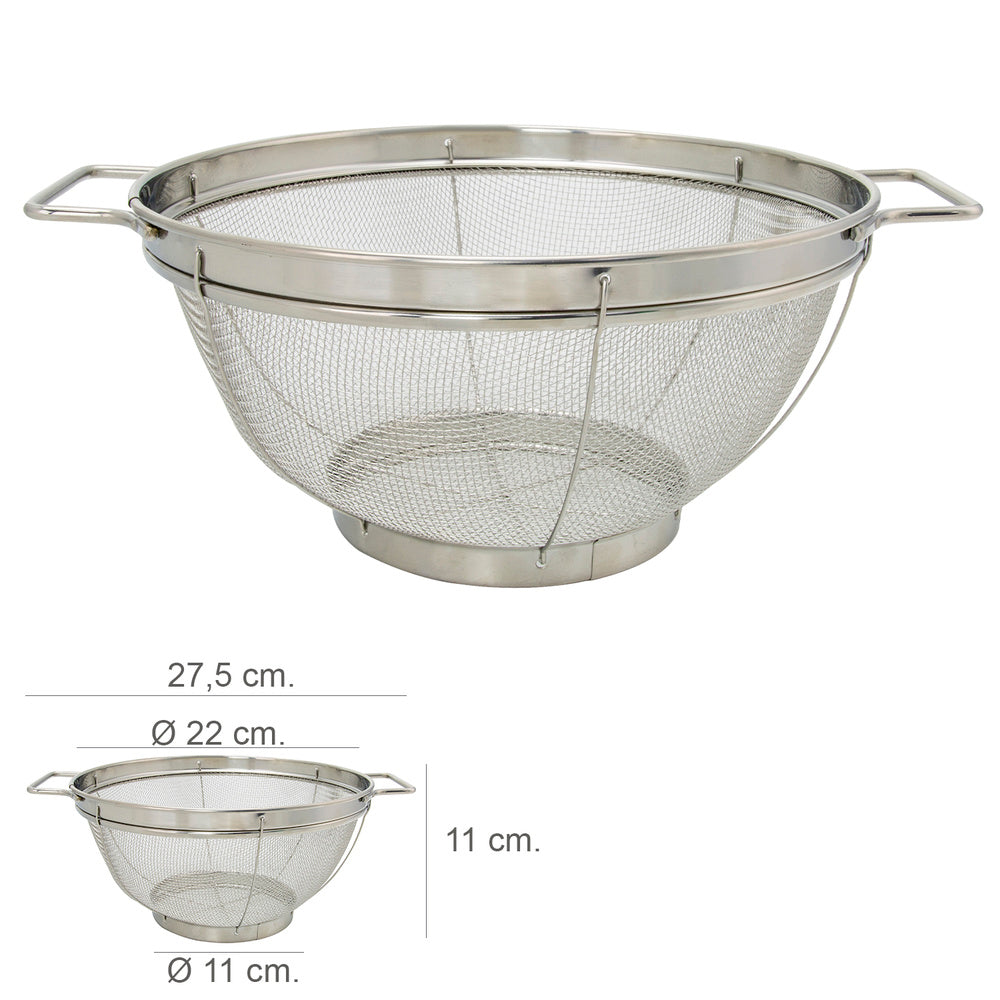 Stainless steel mesh colander with handles ø 22 cm