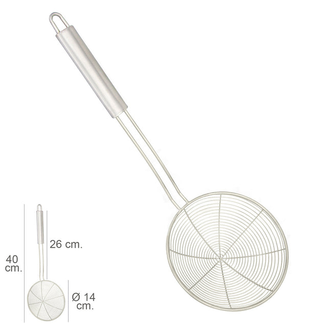 Espumadera alambre acero inoxidable ø 14 cm. mango redondo 26 cm