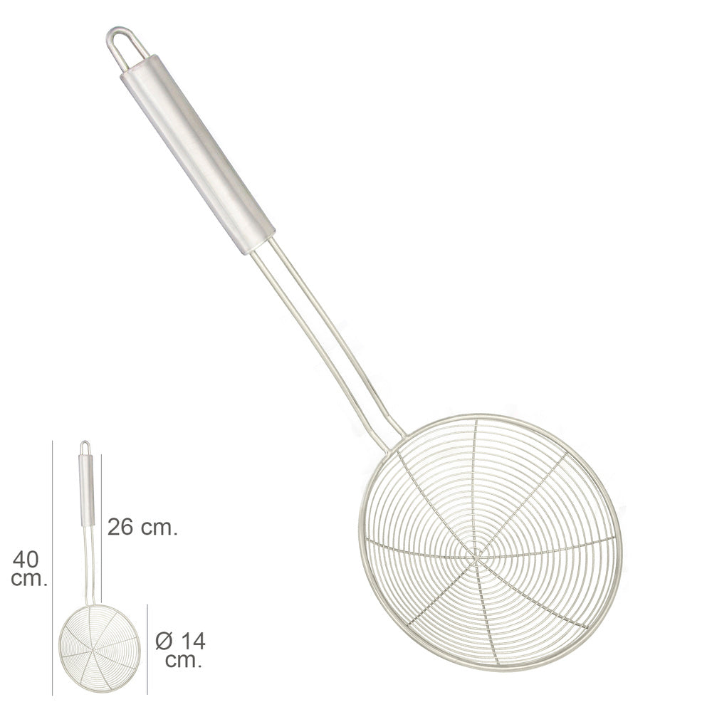 Espumadera alambre acero inoxidable ø 14 cm mango redondo 26 cm