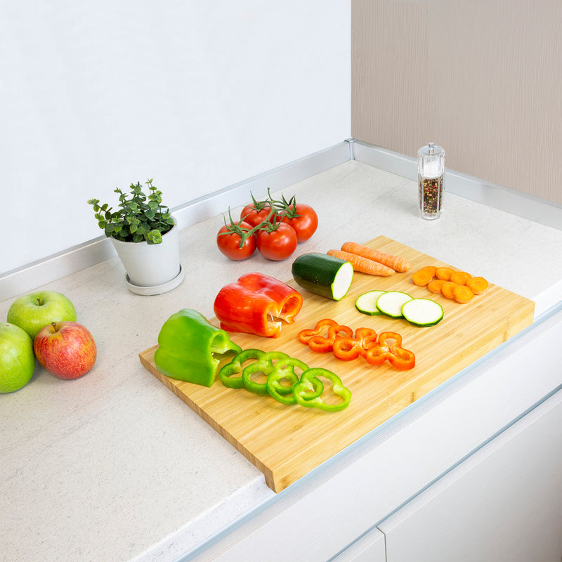 Tabla cortar cocina fabricada en madera de bambu 100% con borde 46x30,5 cm.tabla cortar,carne pescado,verduras,frutas,alimentos