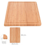 Tabla cortar cocina fabricada en madera de bambú 100% con ranura 32x25,5 cm
