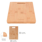 Tabla cortar cocina fabricada en madera de bambú 100% con asa 30x20 cm