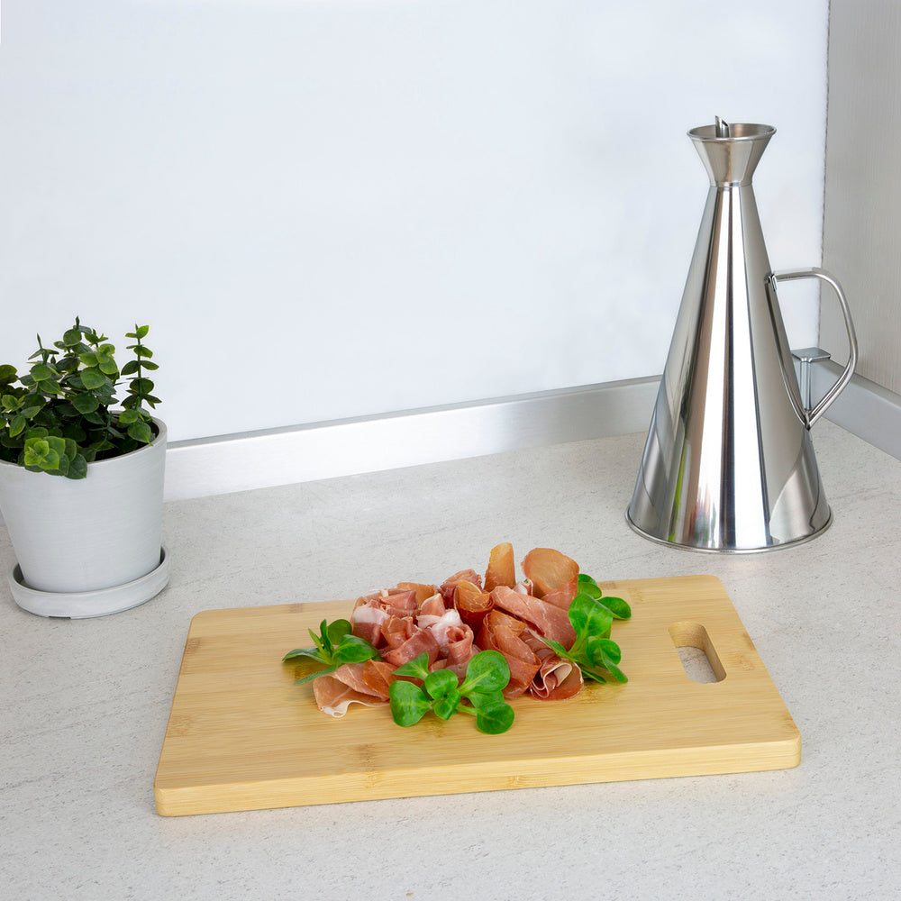 100% bamboo wooden kitchen cutting board with handle 30x20 cm